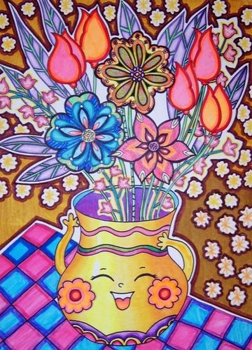 漂亮的花瓶图片儿童画
