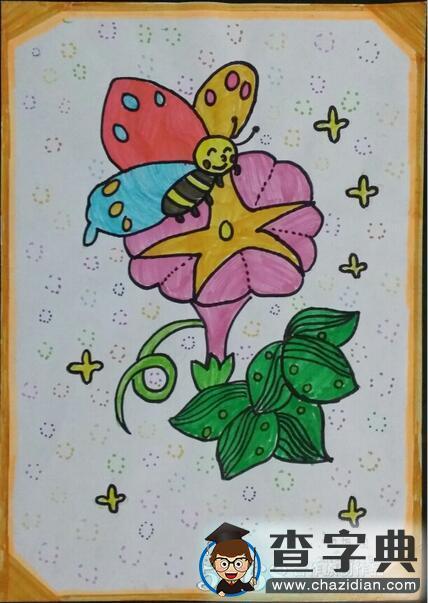 蝴蝶和牵牛花植物主题画图片欣赏