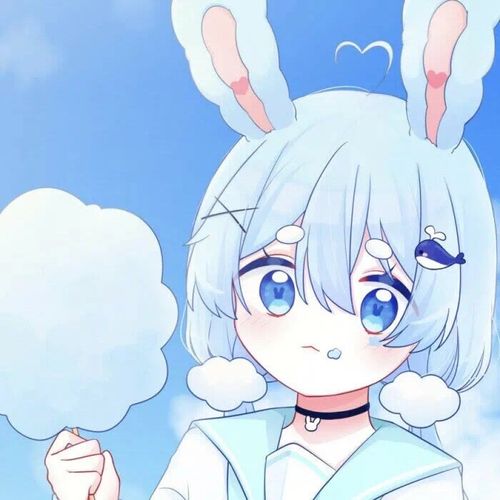 蓝发动漫女生头像