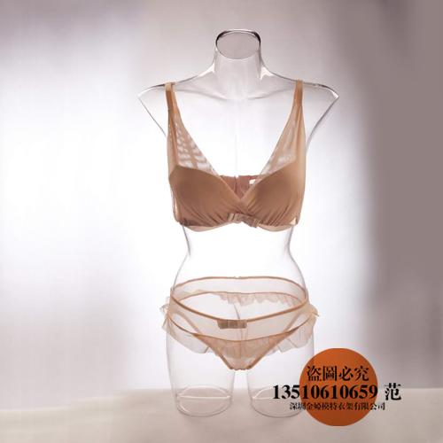 供应内衣透明模特道具 女半身 直销无头直立透明塑料假人