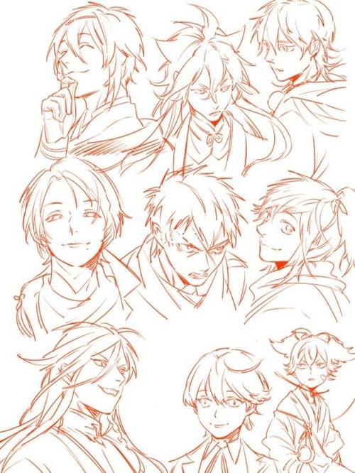 【素材】7915动漫男头人物动态姿势表情参考_动漫_素材_绘画_板绘