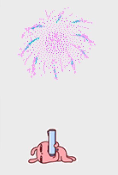 冷兔躺着放烟花gif表情包动图
