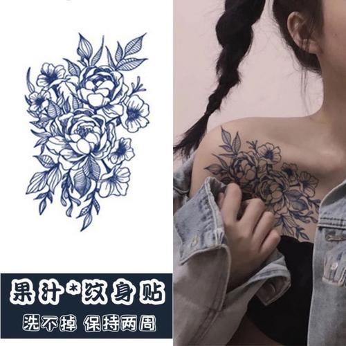 樱花草本果汁贴纹身花臂花朵图案防水女持久性感半臂大图案纹身贴