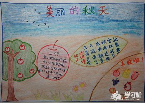 二年级秋天的图画手抄报 秋天的手抄报