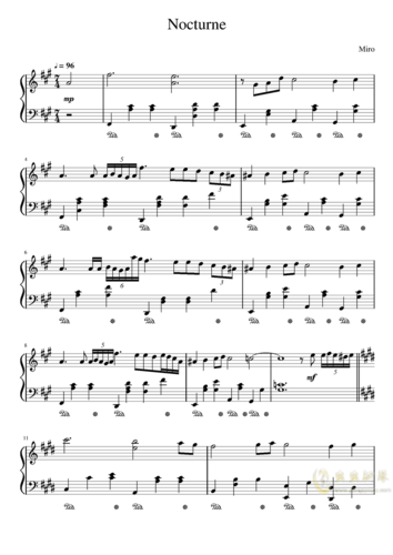 nocturne,nocturne钢琴谱,nocturnea调钢琴谱,钢琴谱