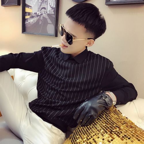 2019什么发型最流行男,发型男2019最流行 2019冬季秋季男社会小伙韩版条纹打底衫卫衣长袖发型
