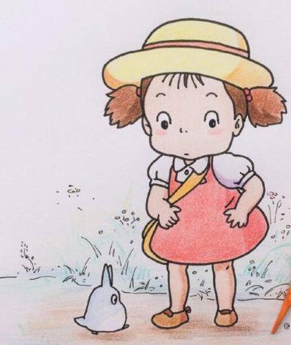 简笔画教程|《龙猫》小女孩小梅的画法教程