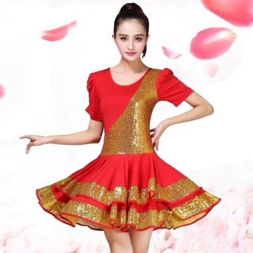 2020春夏广场舞服舞台演出服装大裙摆交谊舞裙女士成人舞蹈裙新款