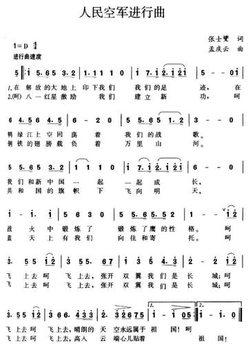 人民空军进行曲 歌谱 简谱