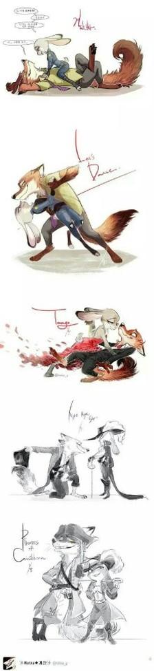 疯狂动物城 尼克朱迪 狐狸兔子 秀恩爱 甜腻甜蜜 同人图(有角色扮演和