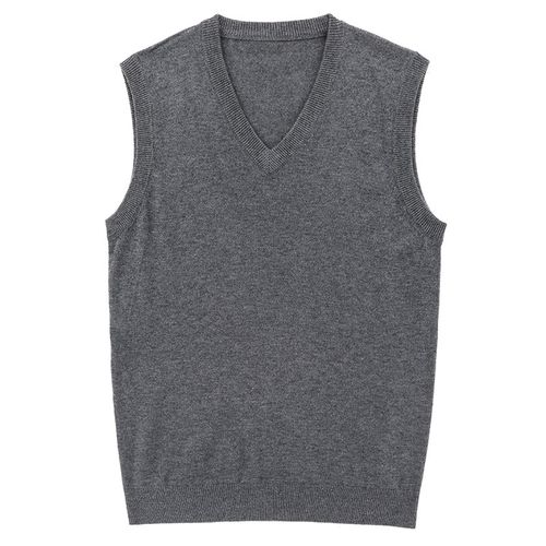 稻草人羊毛背心男士秋冬大码宽松中老爸爸装鸡心领针织马甲男士外穿