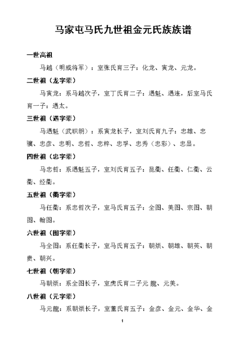 马家屯马氏八世祖元龙氏族族谱(马宁军).doc