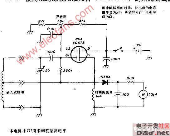 使用双绝缘栅场效应管的陷流测试振荡器电路图