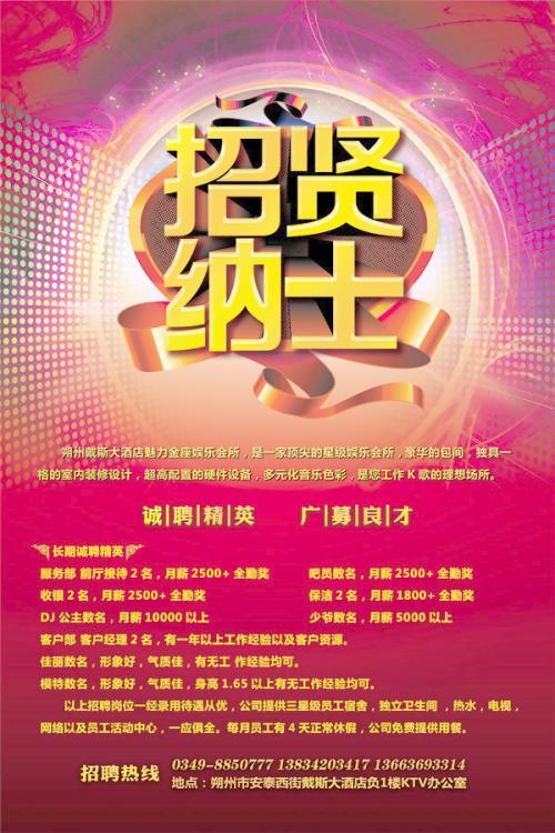 酒店招聘海报