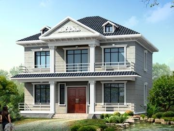 二层带阳台农村小别墅效果图及施工图_农村自建房设计