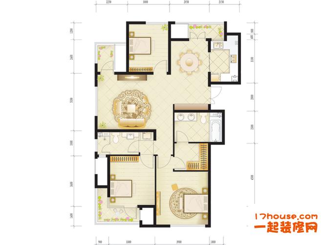 105平中式一居户型图