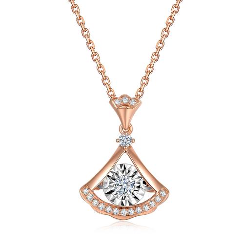 18k灵动双层车花片小裙子钻石吊坠