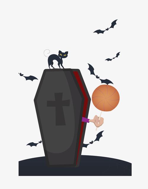 万圣节黑猫和棺木