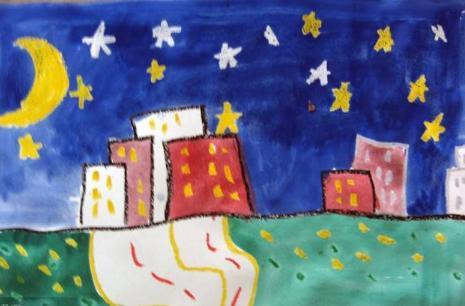 【关于美丽的星空儿童画图片大全】以夜空为主题的画