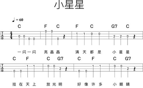 儿歌《小星星》_c调尤克里里谱_单音版