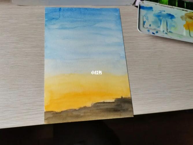 落日余晖_夕阳_水彩画_文化_绘画