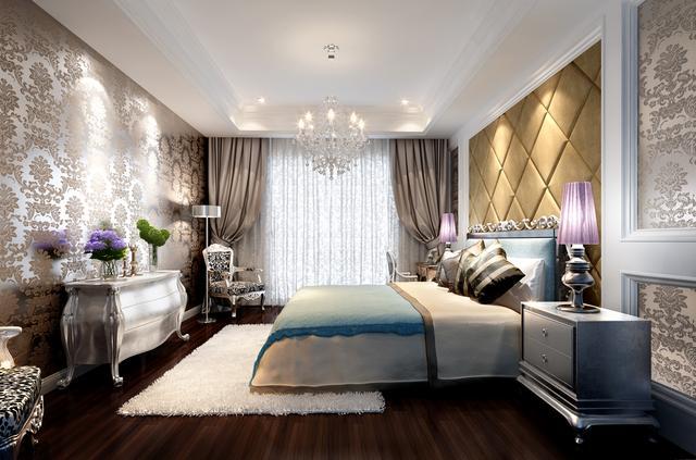 102平欧式装修风格效果图(客厅) 卧室是家居生活环境中,不可缺少的