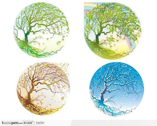 树木春夏秋冬矢量二