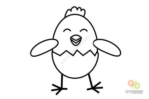 蛋壳里的小鸡简笔画