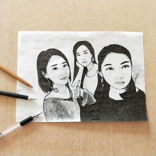 合影画一张