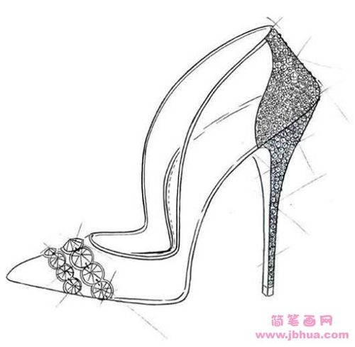 少儿漂亮的灰姑娘水晶鞋简笔画图片
