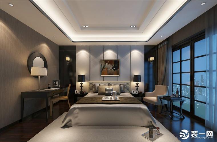 现代简约风格主卧室壁纸装修效果图