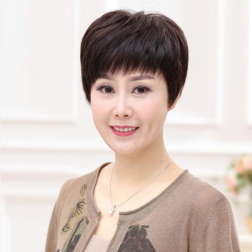假发女短发中老年送妈妈短发蓬松自然老年人奶奶真人发丝假发套