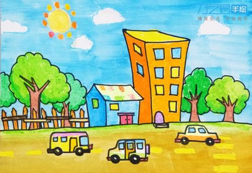 【儿童画高级】我们的城市,油画棒,蜡笔,水粉儿童简笔