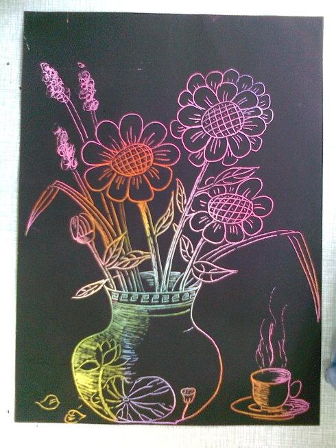 刮刮画 ——瓶花