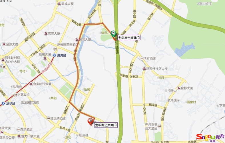 龙华富士康北门到南门怎么走比较近?