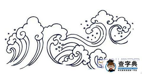 汹涌波涛的大海简笔画