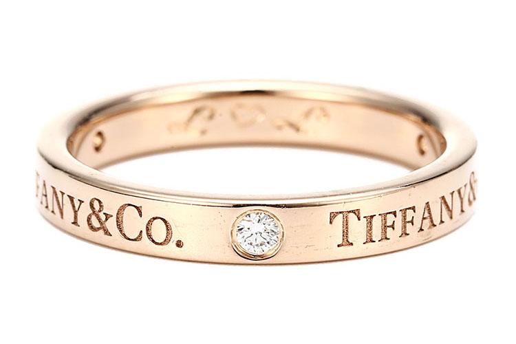 tiffany & co.(蒂芙尼) 18k玫瑰金三钻戒指52