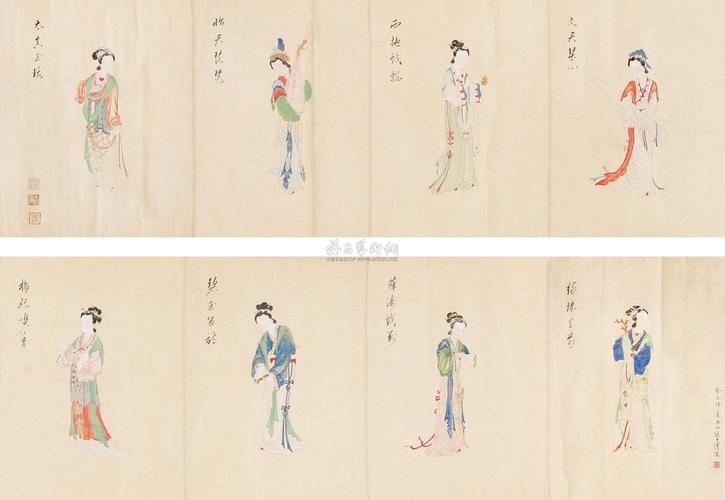 0499 八美图 手卷 设色纸本