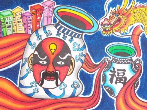 秦皇岛经济技术开发区深河中学2012年3月15日参加"建设幸福中国"绘画