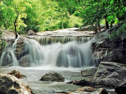 细水长流清新唯美风景瀑布玄关装饰画