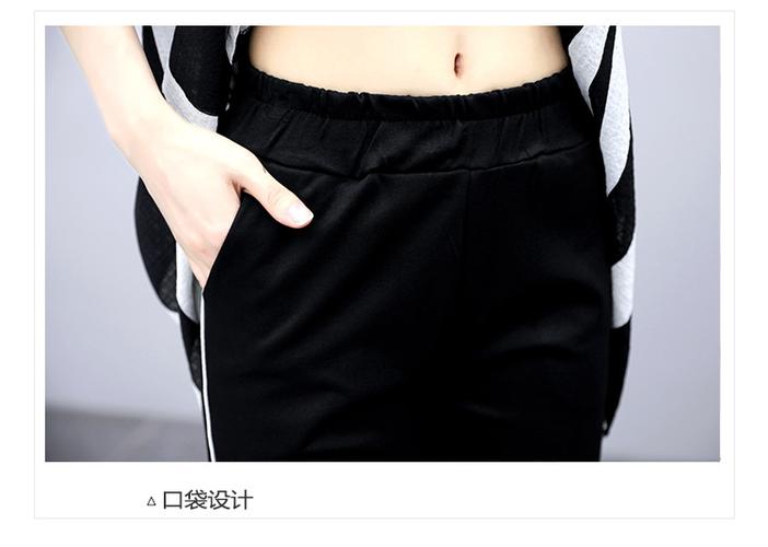 胖mm夏潮抖音掌商衣库同款街拍套装黑白色条纹衬衫t恤