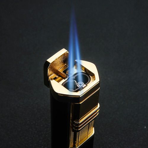 百诚雪茄烟斗专用打火机防风时尚双排直冲喷枪充气火机