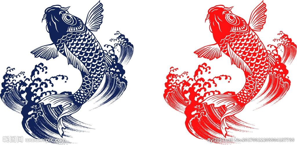 墨流锦鲤图案图片