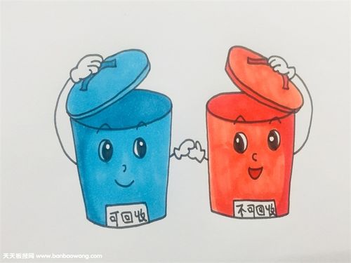 一个垃圾分类的简笔画就完成了.