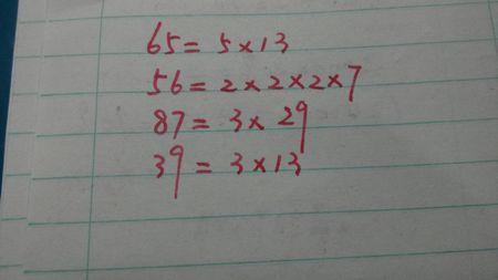 把下面的数分解质因数.65,56,87,39
