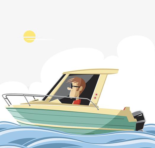 卡通游艇出海矢量图