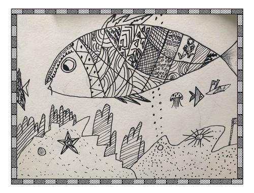 线描画《海底世界》作品赏析