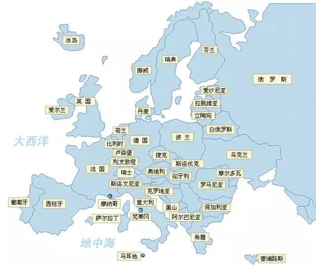 欧洲国家分布图_欧洲地图中文版大图