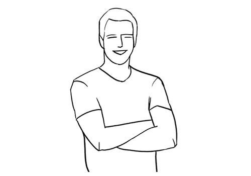 1. 最简单的男性人像姿势,双臂交叉自然站立即可.