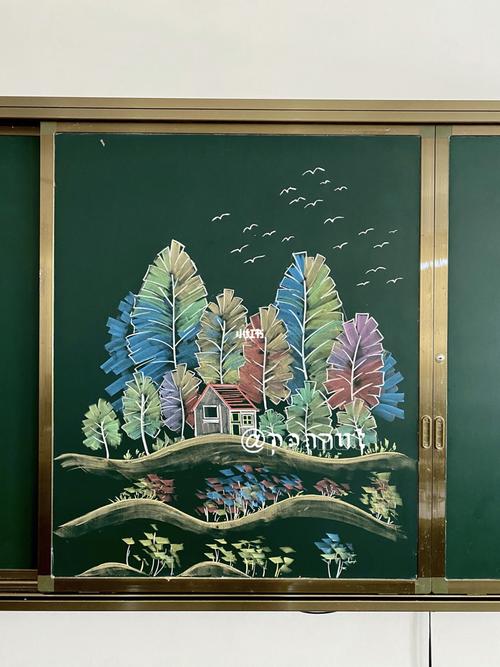 森林小屋黑板画_森林_创意美术_美术课_临摹_少儿创意